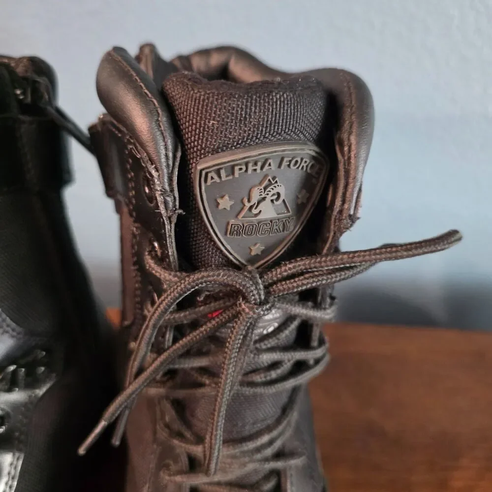 Rocky Mens Alpha Force 8” Duty Black Tactical Military Police Size 10W Boots